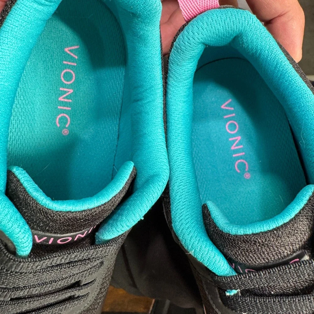 Vionic‎ Krisha Sneaker Womens 7.5 Black Pink Active Comfort Orthotic Walking